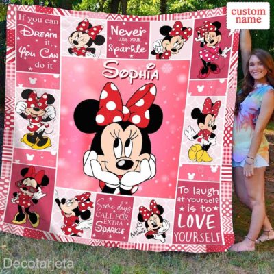 Disney Minnie Mouse Quilt Minnie Mouse Fleece Blanket Mickey Mouse Birthday Gifts Disney Christmas Gift For Kids - Musicdope90s