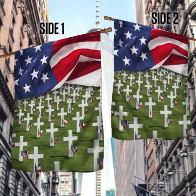 Memorial Day Flag Field Of Crosses Memorial For Fallen Soldiers