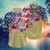 Georgia Tech Yellow Jackets NCAA Flower Aloha Hawaiian Shirt 12, NCAA Hawaiian Shirt