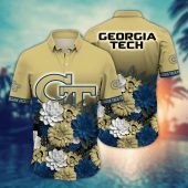 Georgia Tech Yellow Jackets NCAA Flower Aloha Hawaiian Shirt 13, NCAA Hawaiian Shirt