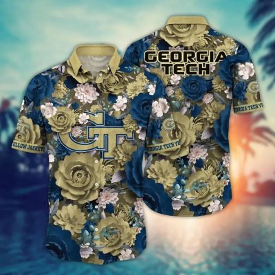 Georgia Tech Yellow Jackets NCAA Flower Aloha Hawaiian Shirt 4, NCAA Hawaiian Shirt