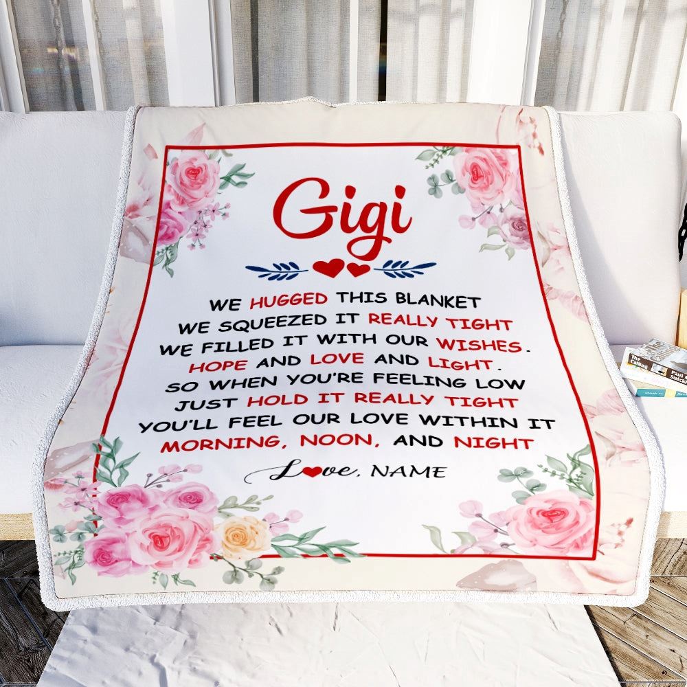 Gigi Blanket From Grandkids Granddaughter Grandson We Hugged This Blanket Floral, Personalized Blanket For Mom, Mother's Day Gifts Blanket