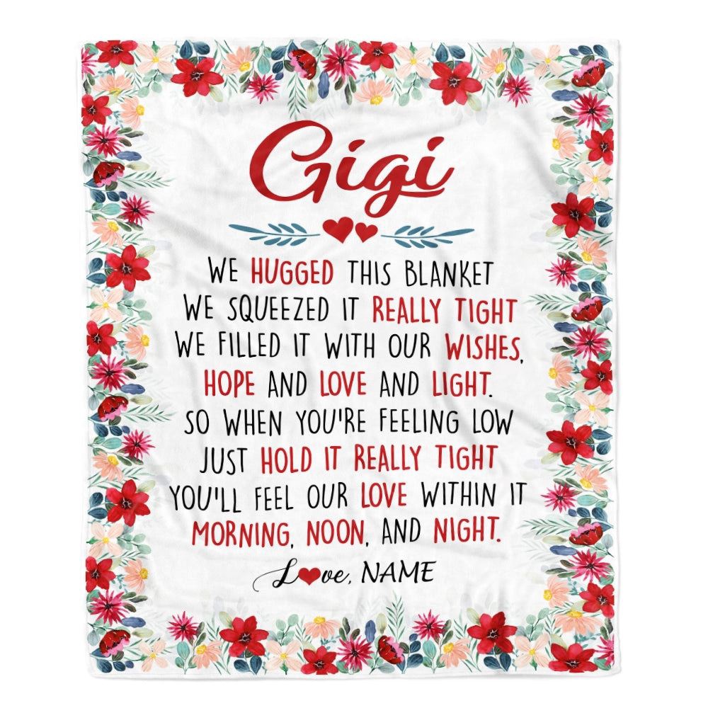 Gigi Blanket From Grandkids Grandson Granddaughter We Hugged This Blanket, Personalized Blanket For Mom, Mother's Day Gifts Blanket