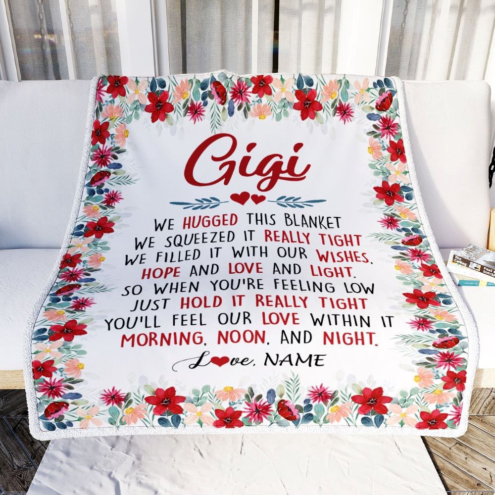 Gigi Blanket From Grandkids Grandson Granddaughter We Hugged This Blanket, Personalized Blanket For Mom, Mother's Day Gifts Blanket