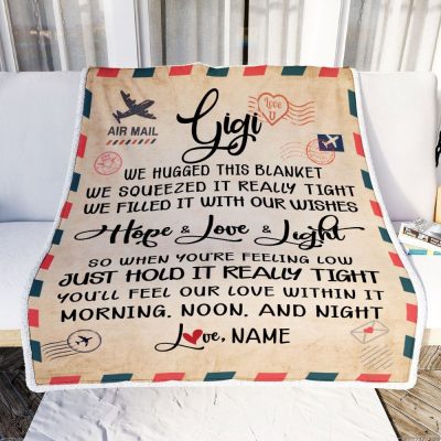 Gigi Blanket From Grandkids We Hugged This Blanket Mail Letter, Personalized Blanket For Mom, Mother's Day Gifts Blanket