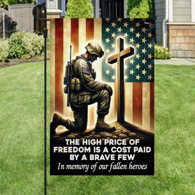 Memorial Day FLAGWIX Veteran Kneeling The Cross Flag The High Price Of Freedom In Memory Of Our Fallen Heroes MLN2740F - Flagwix
