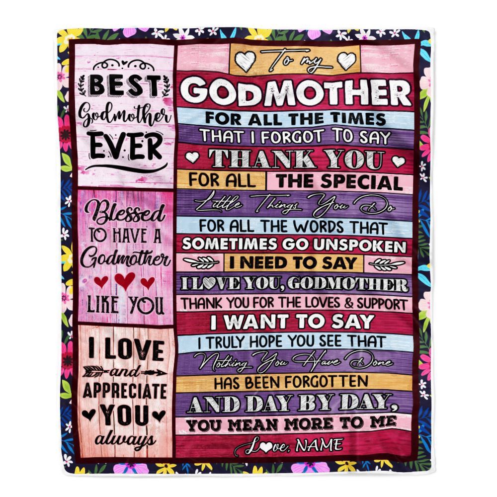 Godmother Blanket From Niece Nephew Thank You For The Love, Personalized Blanket For Mom, Mother's Day Gifts Blanket