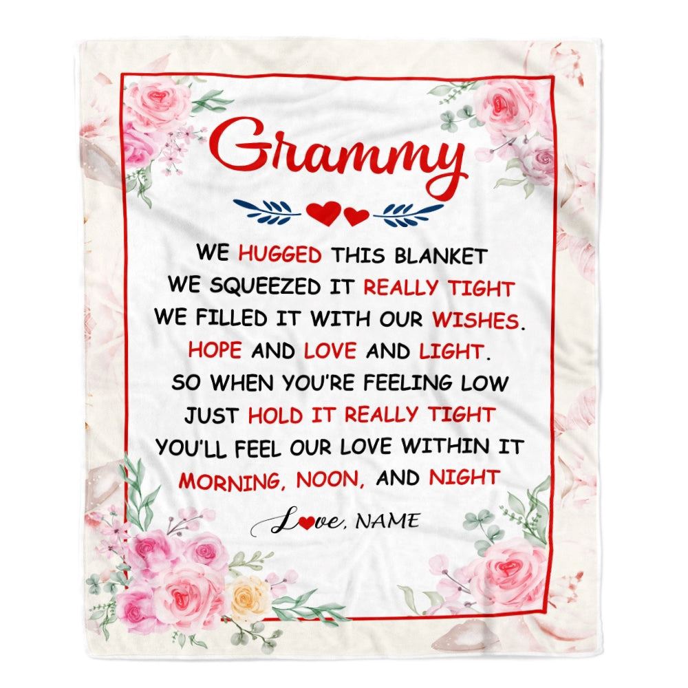 Grammy Blanket From Grandkids Granddaughter Grandson We Hugged This Blanket Floral, Personalized Blanket For Mom, Mother's Day Gifts Blanket