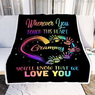 Grammy Blanket From Grandkids Granddaughter Grandson We Love You Grandparent Bed, Personalized Blanket For Mom, Mother's Day Gifts Blanket