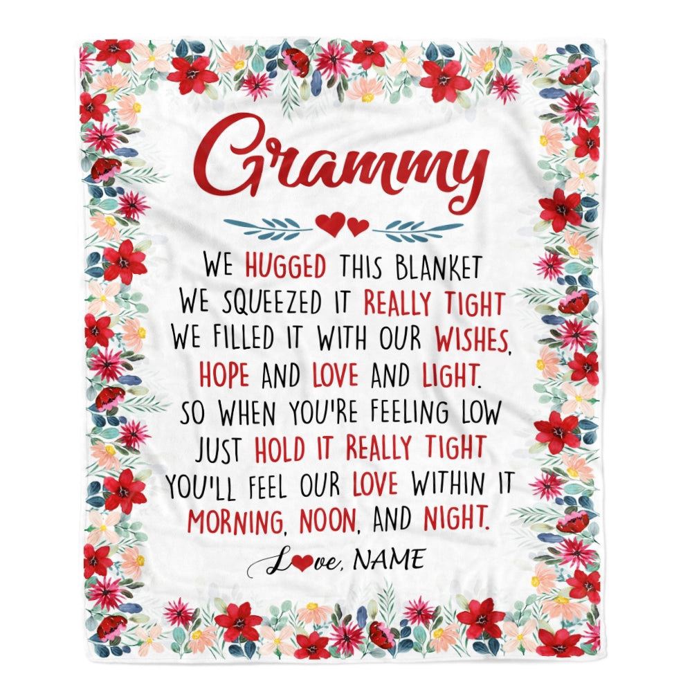 Grammy Blanket From Grandkids Grandson Granddaughter We Hugged This Blanket, Personalized Blanket For Mom, Mother's Day Gifts Blanket