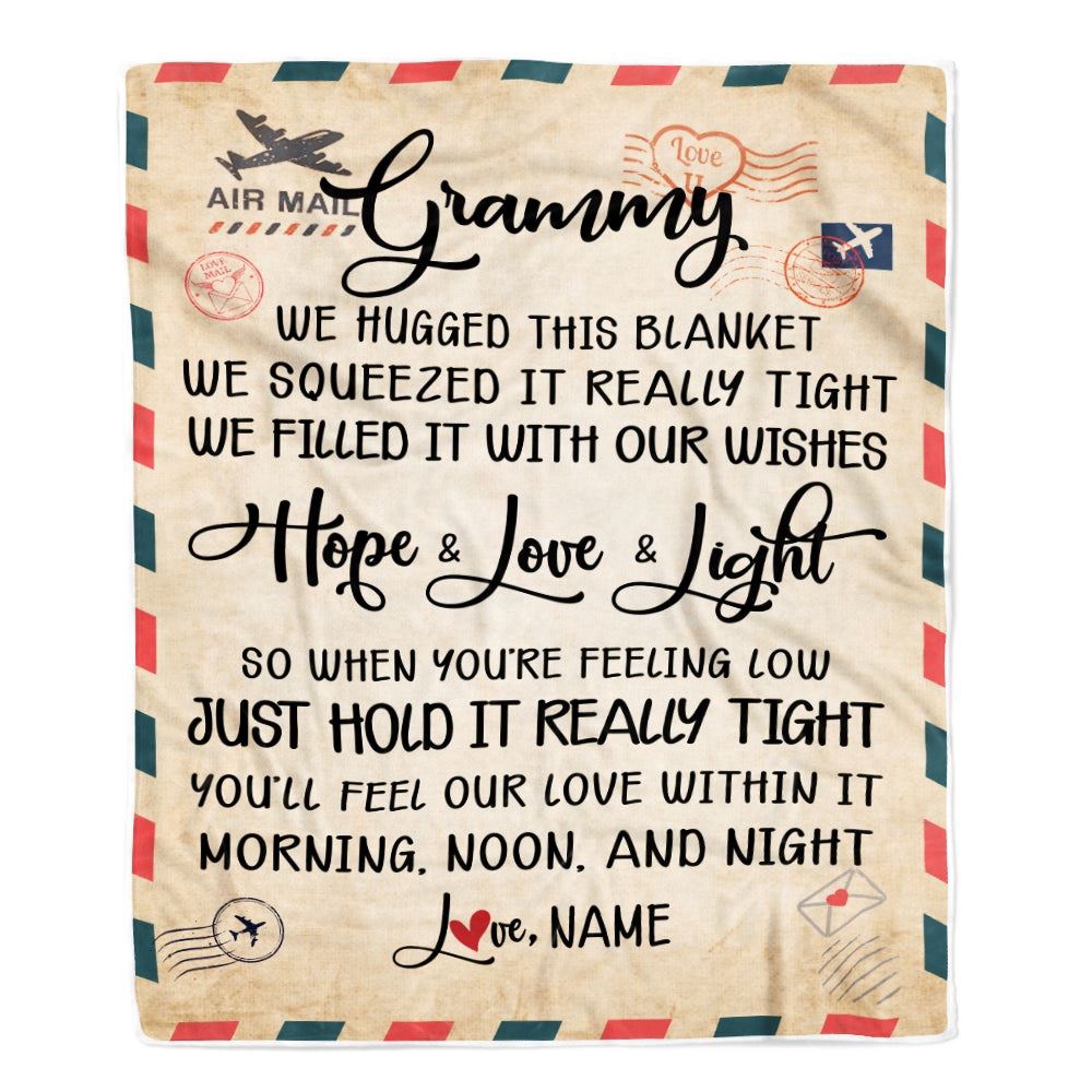 Grammy Blanket From Grandkids We Hugged This Blanket Mail Letter, Personalized Blanket For Mom, Mother's Day Gifts Blanket