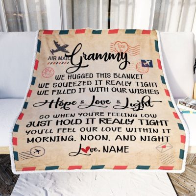 Grammy Blanket From Grandkids We Hugged This Blanket Mail Letter, Personalized Blanket For Mom, Mother's Day Gifts Blanket