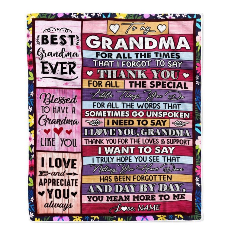 Grandma Blanket From Granddaughter Grandson Thank You For The Love, Personalized Blanket For Mom, Mother's Day Gifts Blanket