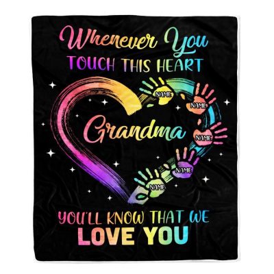 Grandma Blanket From Grandkids Granddaughter Grandson We Love You Grandparent, Personalized Blanket For Mom, Mother's Day Gifts Blanket