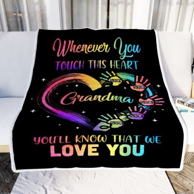 Grandma Blanket From Grandkids Granddaughter Grandson We Love You Grandparent, Personalized Blanket For Mom, Mother's Day Gifts Blanket