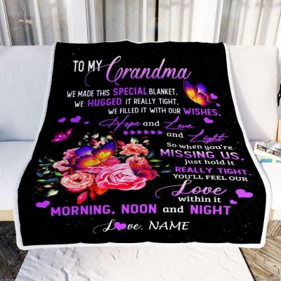 Grandma Blanket From Grandkids Granddaughter We Made This Special Blanket Flower, Personalized Blanket For Mom, Mother's Day Gifts Blanket
