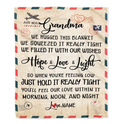 Grandma Blanket From Grandkids We Hugged This Blanket Mail Letter, Personalized Blanket For Mom, Mother's Day Gifts Blanket