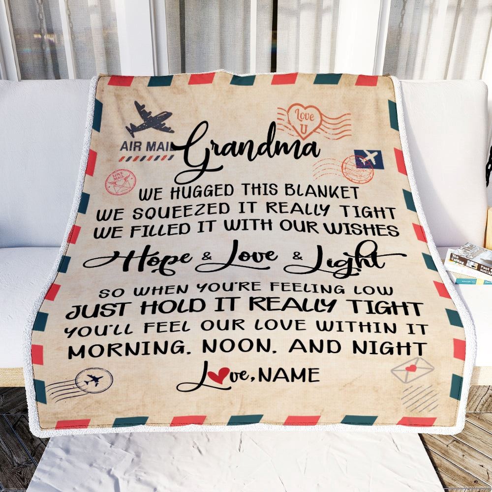 Grandma Blanket From Grandkids We Hugged This Blanket Mail Letter, Personalized Blanket For Mom, Mother's Day Gifts Blanket