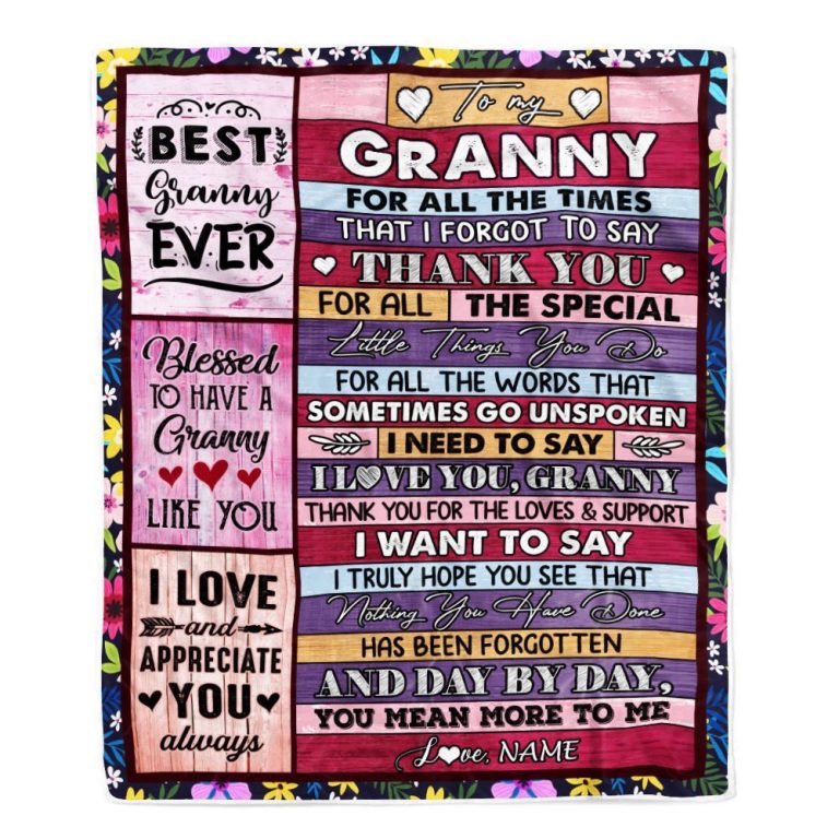 Granny Blanket From Granddaughter Grandson Thank You For The Love, Personalized Blanket For Mom, Mother's Day Gifts Blanket