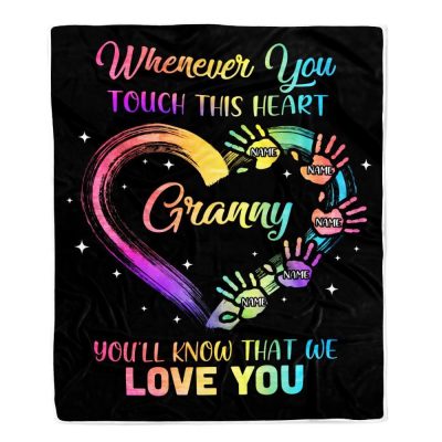 Granny Blanket From Grandkids Granddaughter Grandson We Love You Grandparent Bed, Personalized Blanket For Mom, Mother's Day Gifts Blanket