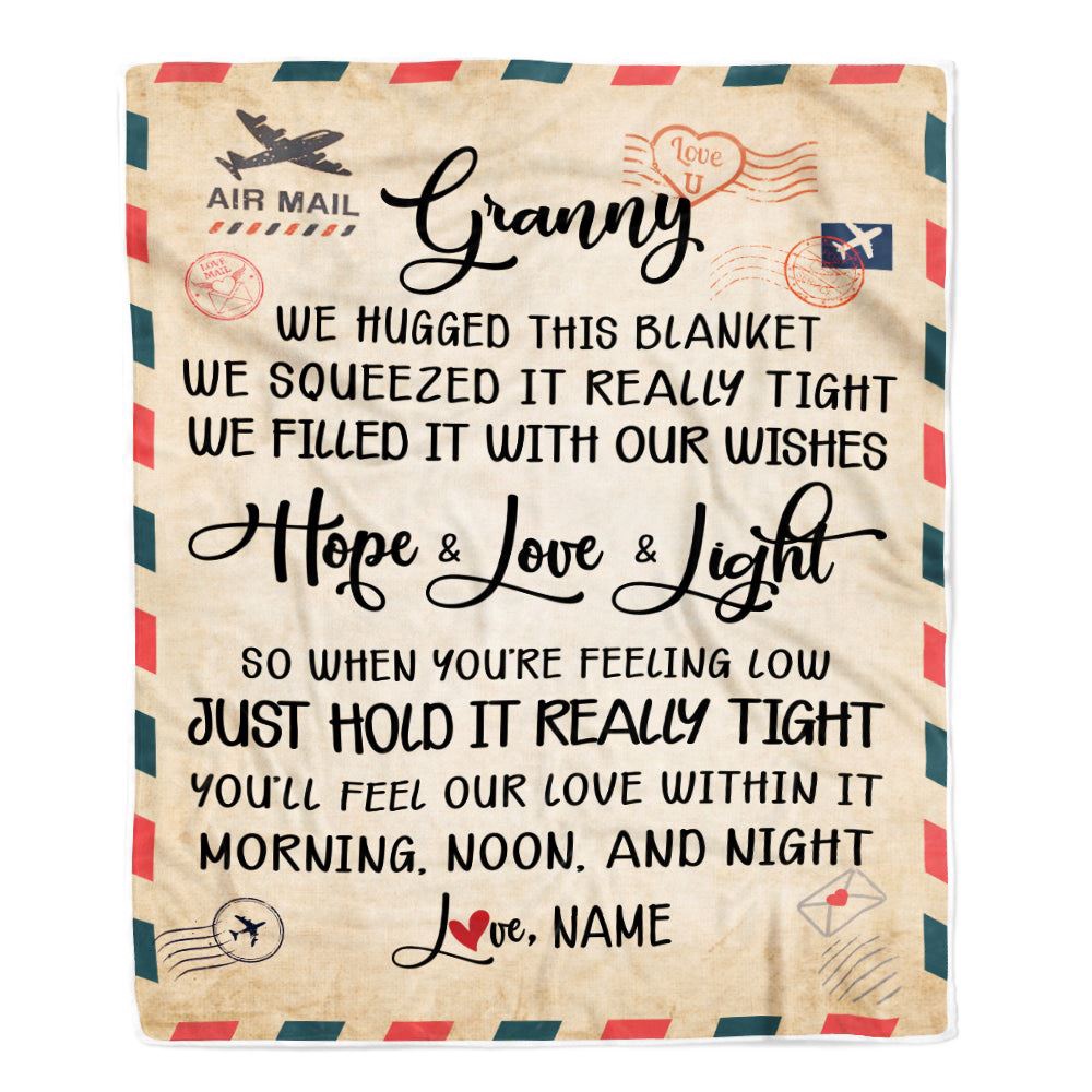 Granny Blanket From Grandkids We Hugged This Blanket Mail Letter, Personalized Blanket For Mom, Mother's Day Gifts Blanket