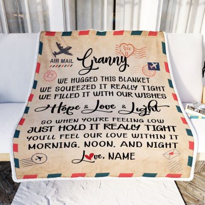 Granny Blanket From Grandkids We Hugged This Blanket Mail Letter, Personalized Blanket For Mom, Mother's Day Gifts Blanket