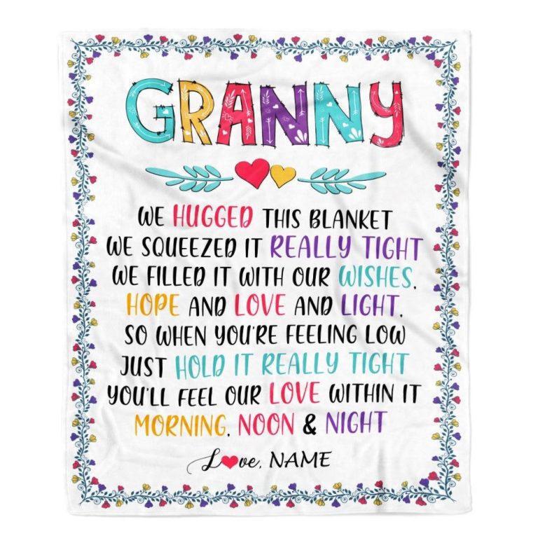 Granny Blanket From Grandkids We Hugged This Blanket, Personalized Blanket For Mom, Mother's Day Gifts Blanket