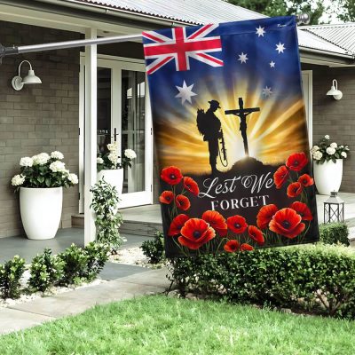 Anzac Day Australian Veteran Lest We Forget Flag MLN5173TNB - Flagwix Anzac Day Australian Veteran Lest We Forget Flag MLN5173TNB - Flagwix