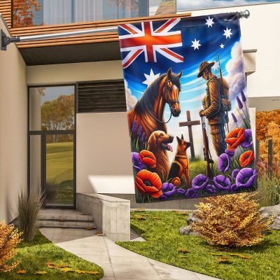 FLAGWIX Anzac Day Animals in War Purple Poppy Australia Flag MLN2725F - Flagwix FLAGWIX Anzac Day Animals in War Purple Poppy Australia Flag MLN2725F - Flagwix