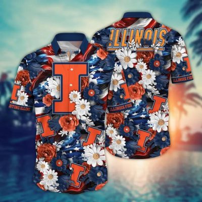 Illinois Fighting Illini NCAA Aloha Hawaiian Shirt 1, NCAA Hawaiian Shirt
