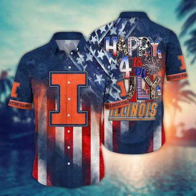 Illinois Fighting Illini NCAA Aloha Hawaiian Shirt 3, NCAA Hawaiian Shirt