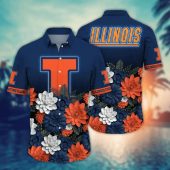 Illinois Fighting Illini NCAA Flower Aloha Hawaiian Shirt, NCAA Hawaiian Shirt