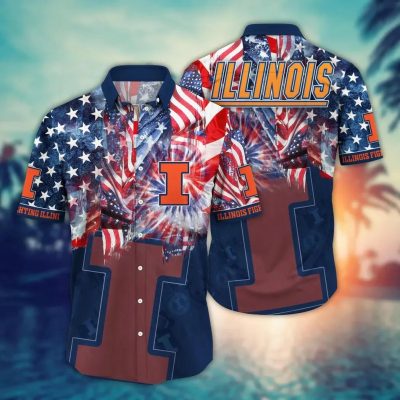 Illinois Fighting Illini NCAA Flower Aloha Hawaiian Shirt 12, NCAA Hawaiian Shirt