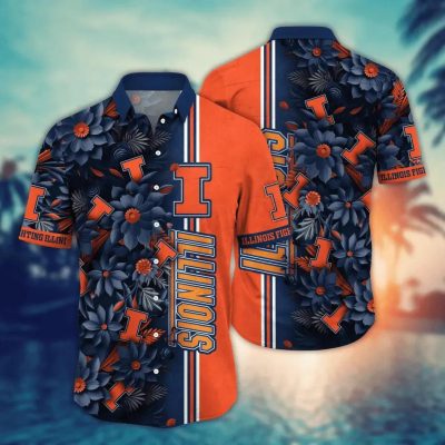 Illinois Fighting Illini NCAA Flower Aloha Hawaiian Shirt 4, NCAA Hawaiian Shirt