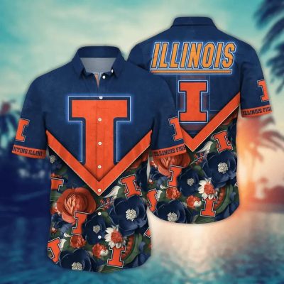 Illinois Fighting Illini NCAA Flower Aloha Hawaiian Shirt 5, NCAA Hawaiian Shirt