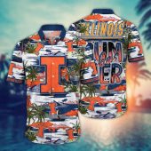 Illinois Fighting Illini NCAA Flower Aloha Hawaiian Shirt 8, NCAA Hawaiian Shirt