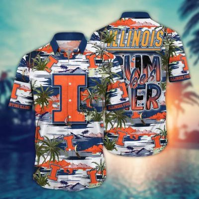 Illinois Fighting Illini NCAA Flower Aloha Hawaiian Shirt 8, NCAA Hawaiian Shirt