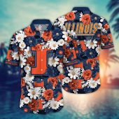 Illinois Fighting Illini NCAA Flower Aloha Hawaiian Shirt 9, NCAA Hawaiian Shirt