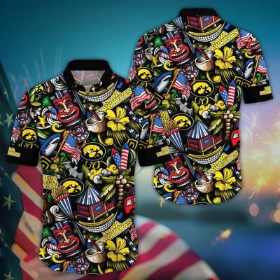 Iowa Hawkeyes NCAA Flower Aloha Hawaiian Shirt, NCAA Hawaiian Shirt