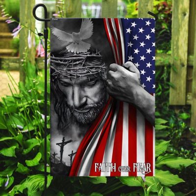 Jesus Flag Faith Over Fear God Jesus Flag - Christian Flag Outdoor Decoration