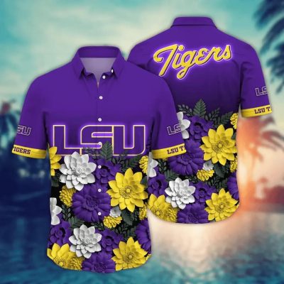LSU TIGERS NCAA Flower Aloha Hawaiian Shirt 11, NCAA Hawaiian Shirt LSU TIGERS NCAA Flower Aloha Hawaiian Shirt 11, NCAA Hawaiian Shirt