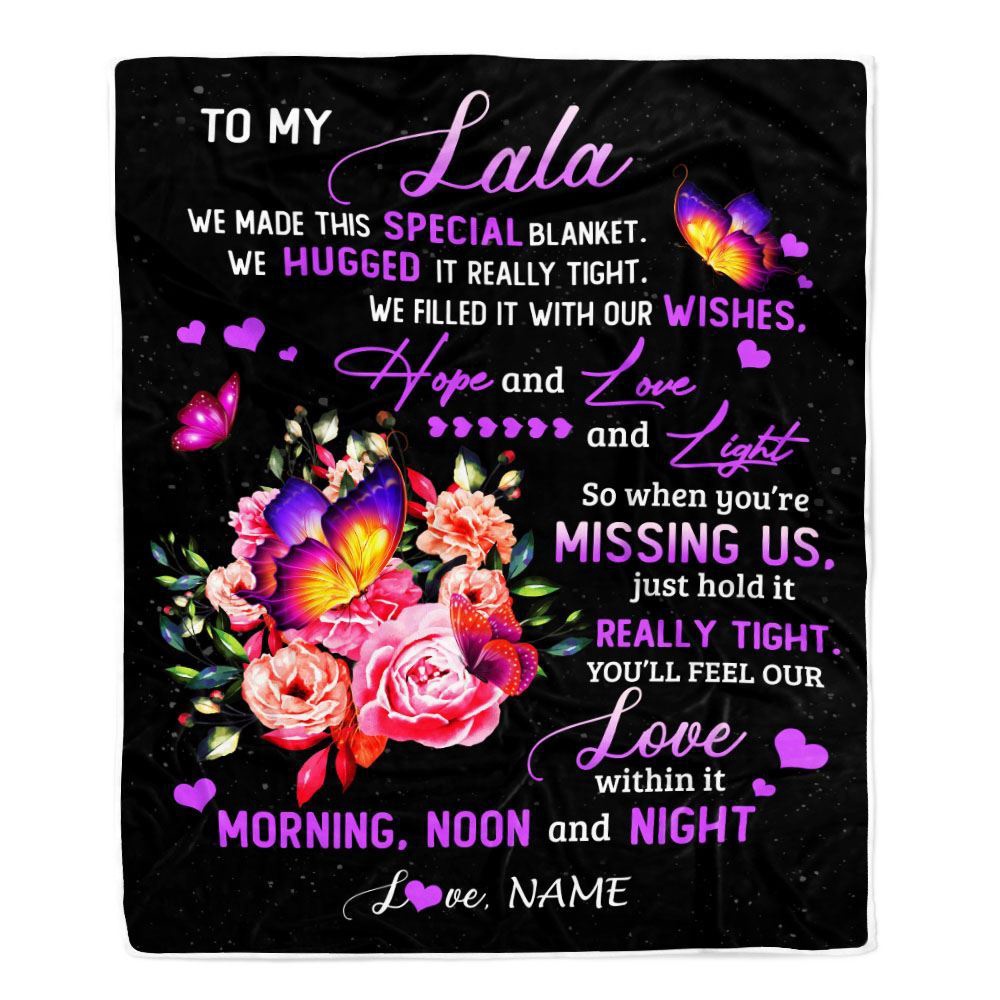 Lala Blanket From Grandkids Granddaughter We Made This Special Blanket Flower, Personalized Blanket For Mom, Mother's Day Gifts Blanket