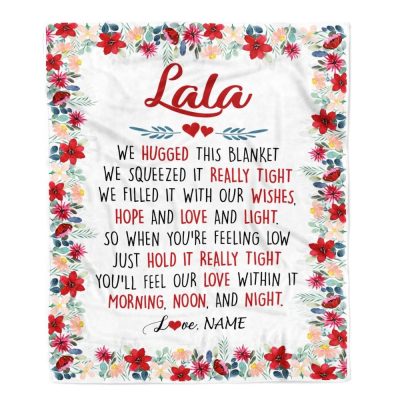 Lala Blanket From Grandkids Grandson Granddaughter We Hugged This Blanket, Personalized Blanket For Mom, Mother's Day Gifts Blanket