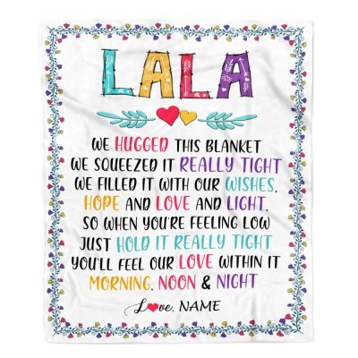 Lala Blanket From Grandkids We Hugged This Blanket, Personalized Blanket For Mom, Mother's Day Gifts Blanket