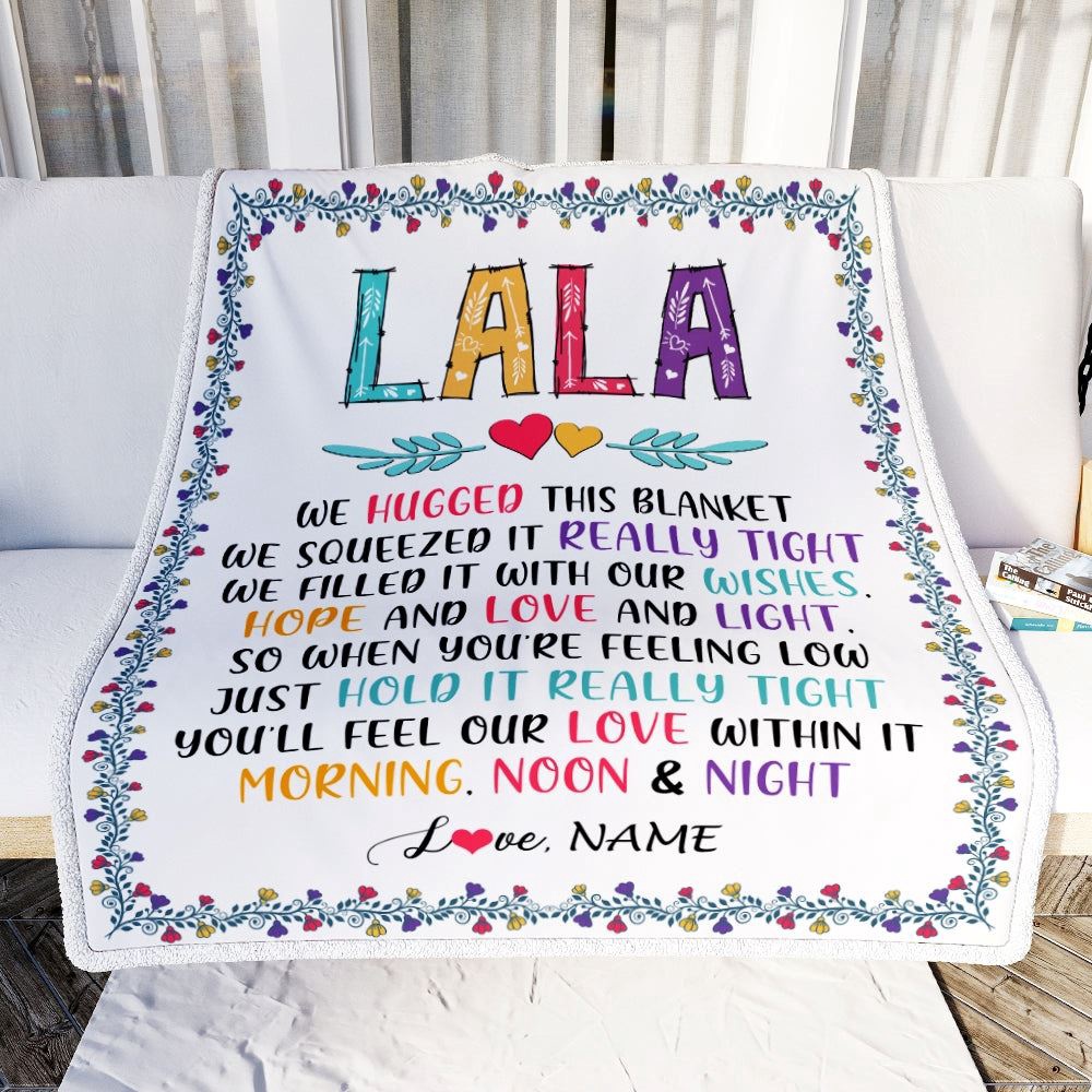 Lala Blanket From Grandkids We Hugged This Blanket, Personalized Blanket For Mom, Mother's Day Gifts Blanket