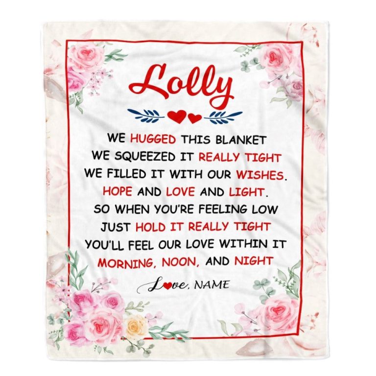 Lolly Blanket From Grandkids Granddaughter Grandson We Hugged This Blanket Floral, Personalized Blanket For Mom, Mother's Day Gifts Blanket
