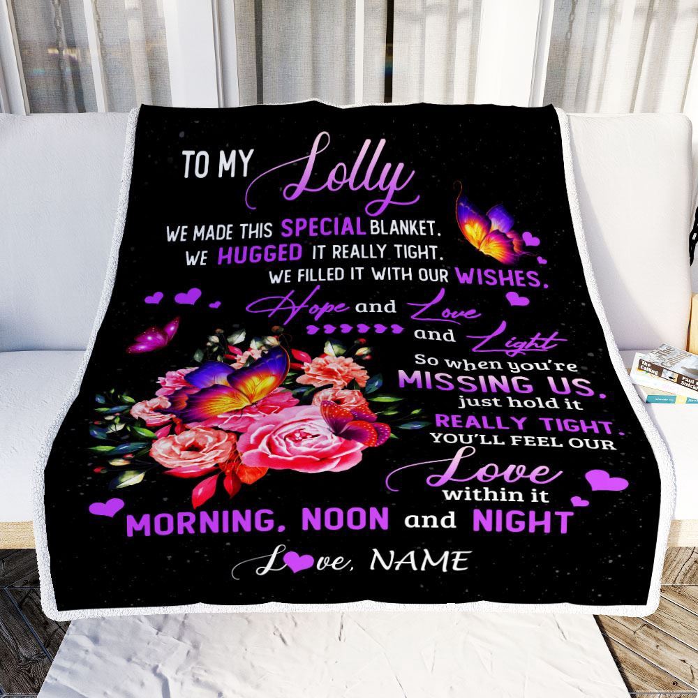 Lolly Blanket From Grandkids Granddaughter We Made This Special Blanket Flower, Personalized Blanket For Mom, Mother's Day Gifts Blanket