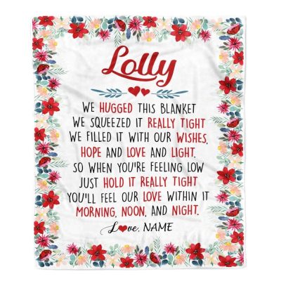 Lolly Blanket From Grandkids Grandson Granddaughter We Hugged This Blanket, Personalized Blanket For Mom, Mother's Day Gifts Blanket