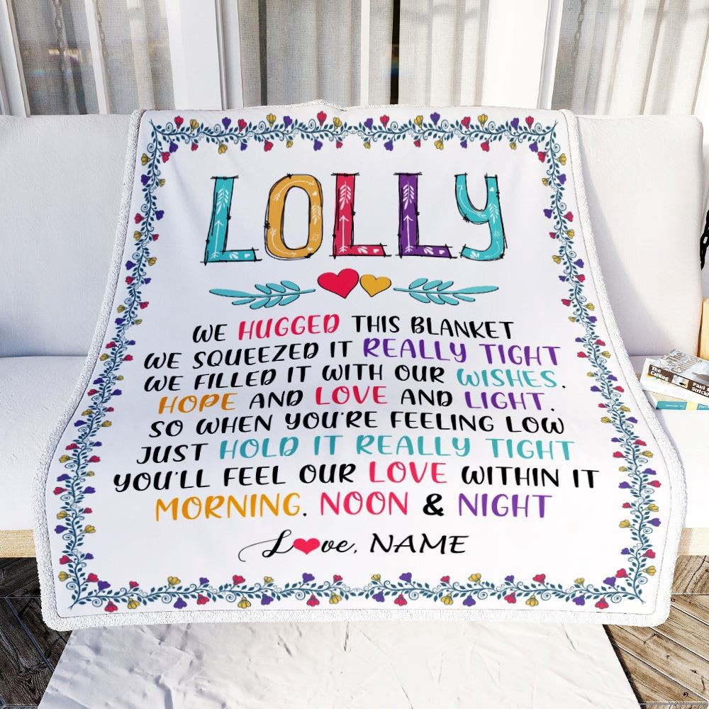 Lolly Blanket From Grandkids We Hugged This Blanket, Personalized Blanket For Mom, Mother's Day Gifts Blanket