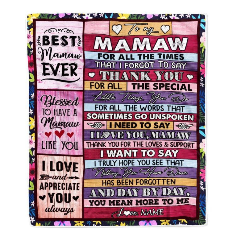 Mamaw Blanket From Granddaughter Grandson Thank You For The Love, Personalized Blanket For Mom, Mother's Day Gifts Blanket